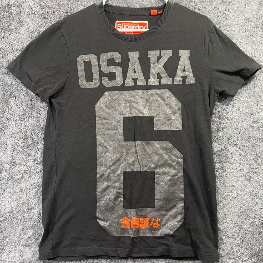 Superdry Icons Osaka Anniversary Collection T-Shirt Black Silver Graphic Small